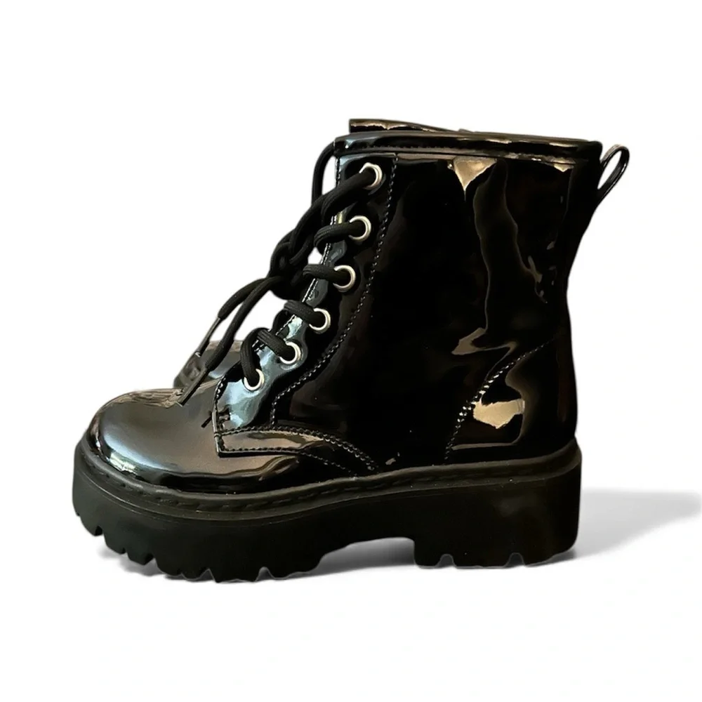 Steve Madden Jrockk mirror patent combat boots sz 13 nwob